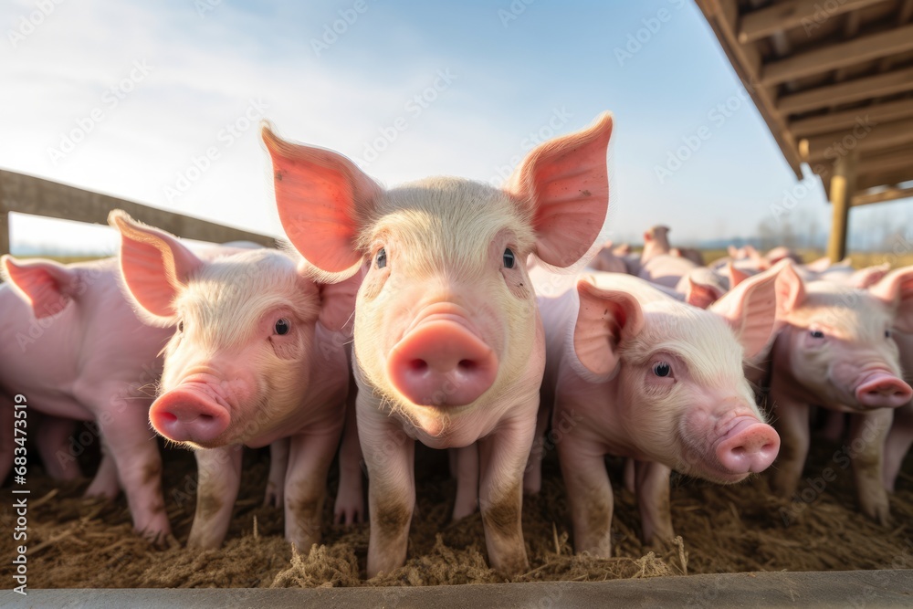 Pigs On Farm Looking At The Camera Pigs On Farm Looking At The Camera