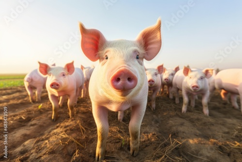 Pigs On Farm Looking At The Camera © Anastasiia
