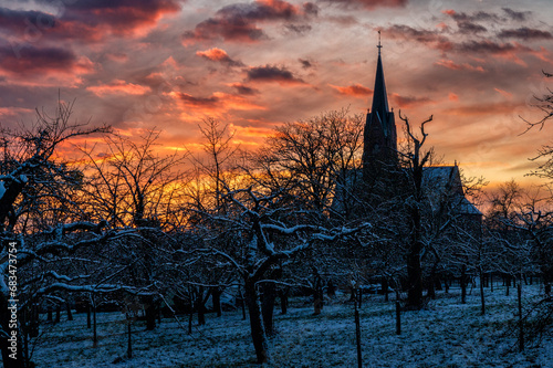 Kirche Sonnenuntergang Sonnenaufgang photo