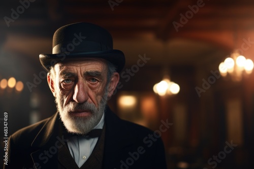 A picture of a man with a beard wearing a top hat. This image can be used for various purposes