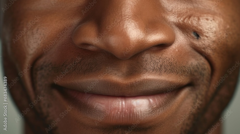 In a studio setting, a man beams with joy, revealing his perfect teeth against a clear beige backdrop. In a studio setting, a man beams with joy, revealing his perfect teeth against a clear beige backdrop.