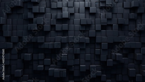 3D cubic black pattern, perfect for geometric designs, technology backgrounds, and modern art installations.