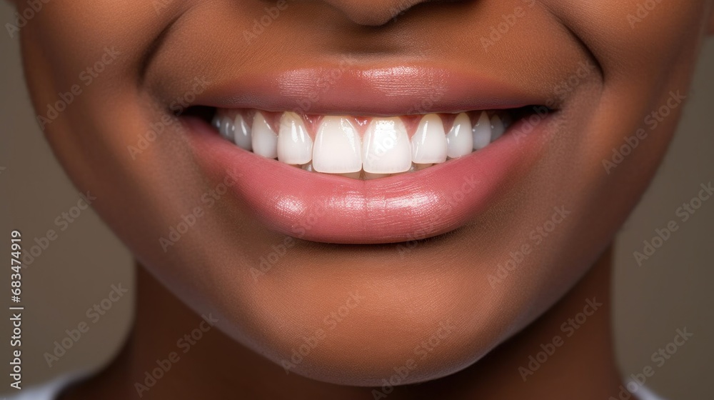 A studio portrait captures a young woman's joyful expression, highlighting her perfect teeth. A studio portrait captures a young woman's joyful expression, highlighting her perfect teeth.