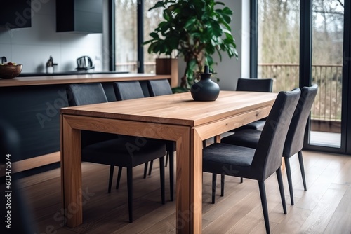 Wooden Table And Chairs In Modern Dining Room