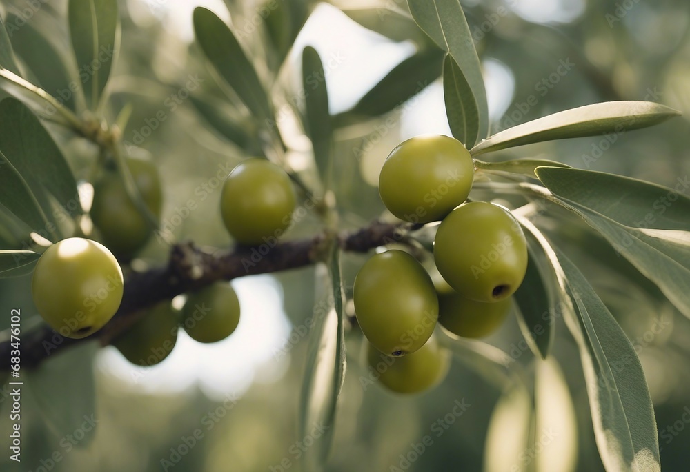 Spain Olives on olive tree branch Closeup of green olives fruits Spain Olives on olive tree branch Closeup of green olives fruits