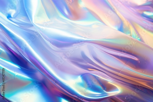 Luminous abstract holographic foil texture with fluid colors, ideal for vibrant design backgrounds.