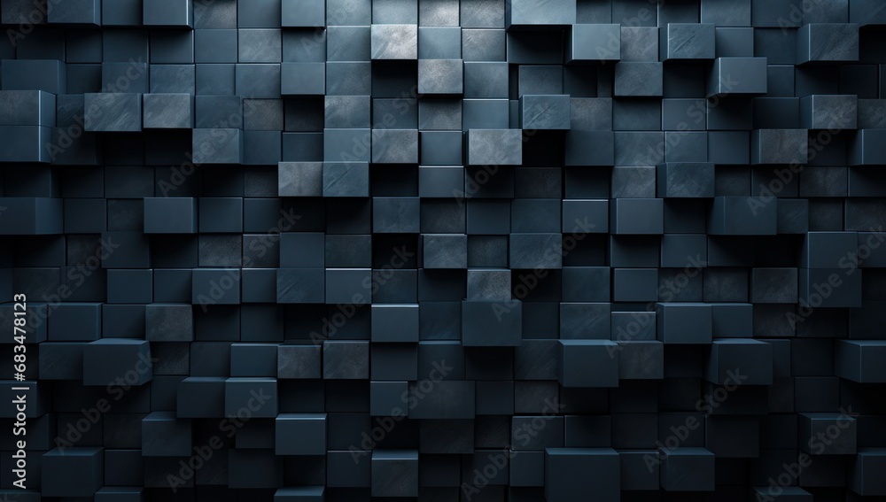 Abstract 3D cubes background in varying shades of blue, ideal for tech and design concepts. - obrazy, fototapety, plakaty 