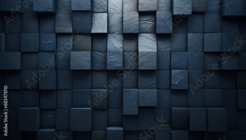 Abstract 3D cubes background in varying shades of blue, ideal for tech and design concepts. photo