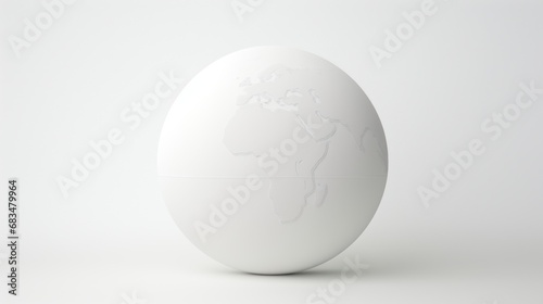  a white egg with a map of the world painted on it's side in front of a white background.