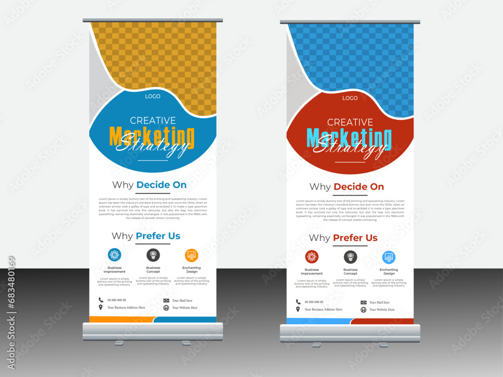 Obraz premium Creative business roll up banner design template. 