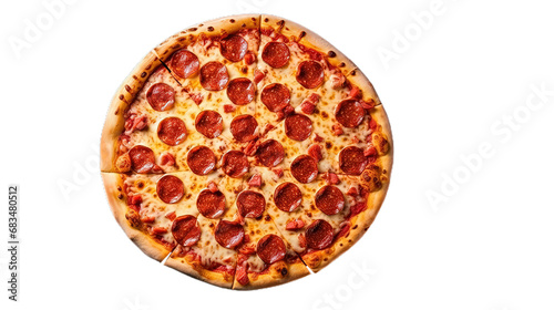 Pepperoni pizza. Isolated on Transparent background.