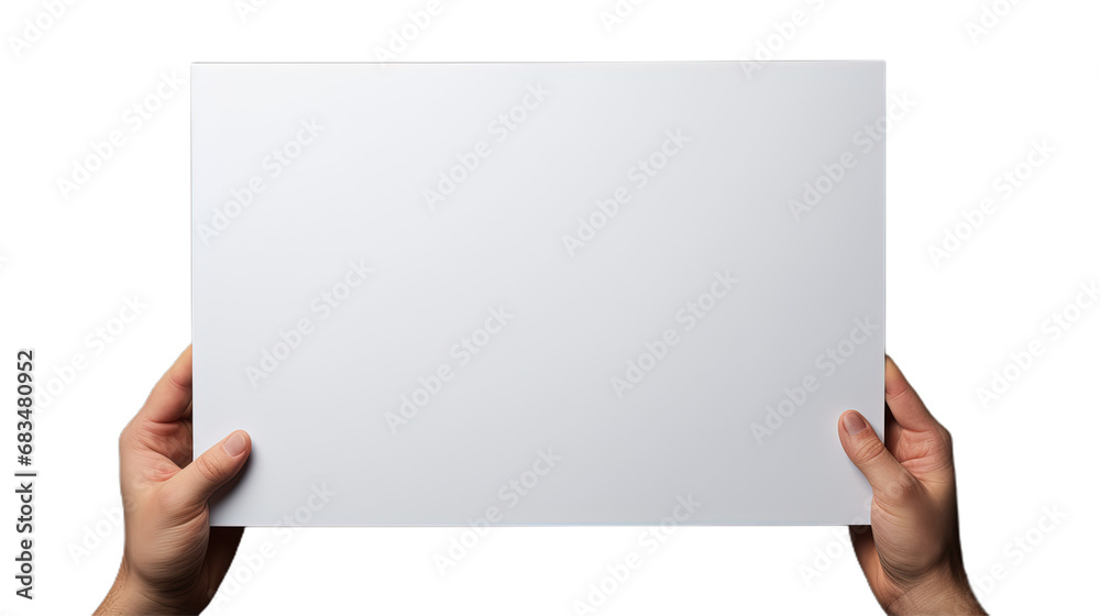 hands are holding a blank empty sheet of paper. Isolated on Transparent background. hands are holding a blank empty sheet of paper. Isolated on Transparent background.