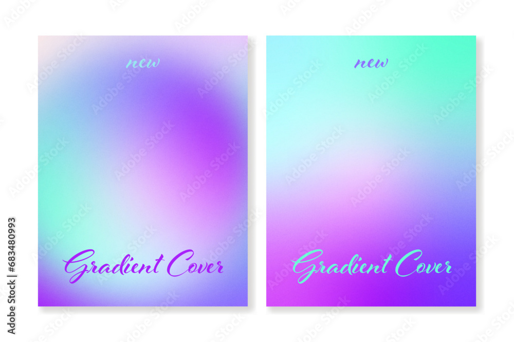 Set of 2 cover templates with grainy gradients . For brochures, catalogues, booklets, magazines, branding, social media and other projects. Vector, printable, just add your title and description.