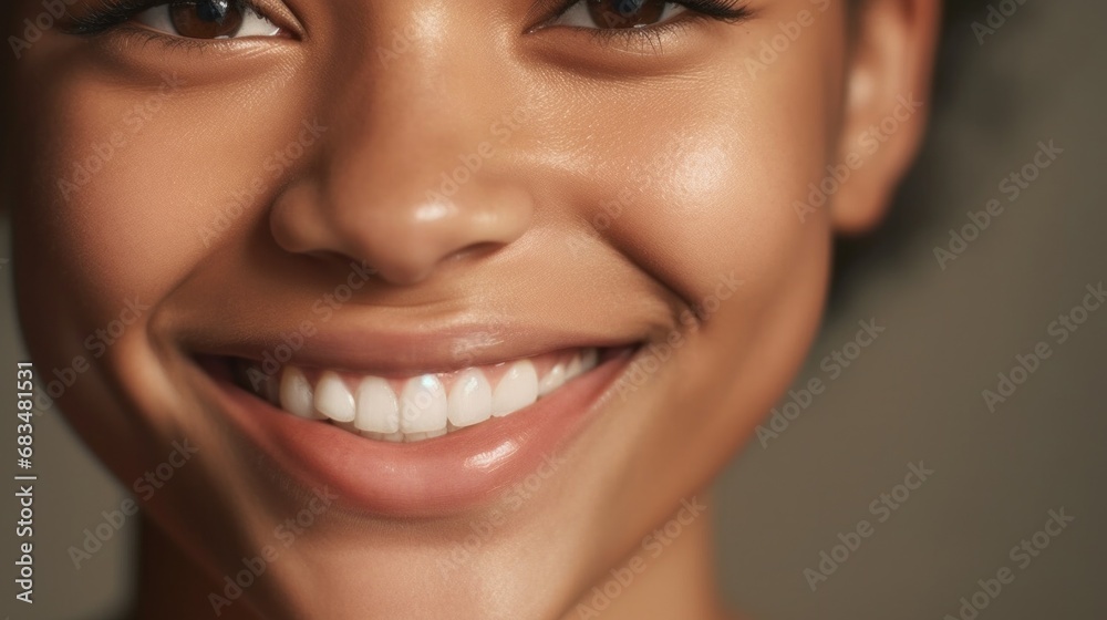 Happy teen girl with a bright smile against a beige studio backdrop. Happy teen girl with a bright smile against a beige studio backdrop.