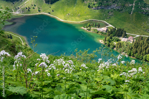 Wonderful hike in the Alpstein mountains in Appenzellerland Switzerland photo