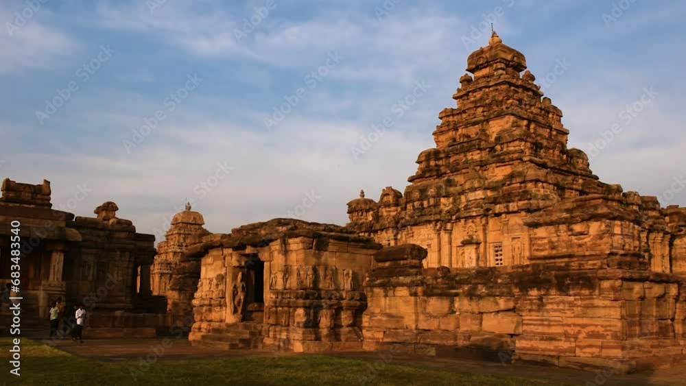 View of the Virupaksha temple at Pattadakal temple complex, Karnataka, India. High Quality Footage. View of the Virupaksha temple at Pattadakal temple complex, Karnataka, India. High Quality Footage.