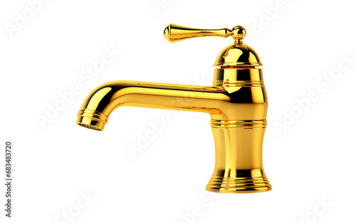 Golden Faucet on Transparent Background