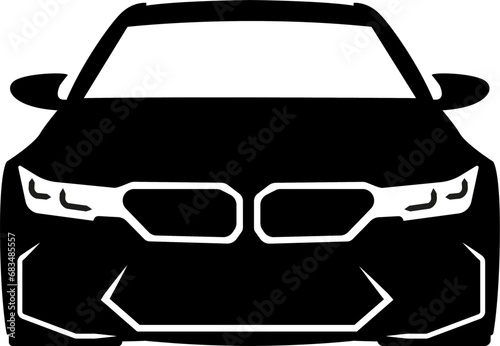 black and white car on a transparent background	