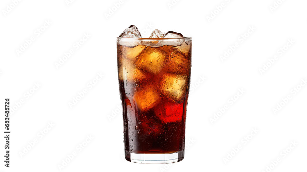 Cola with ice cubes in glass. Isolated on Transparent background. Cola with ice cubes in glass. Isolated on Transparent background.