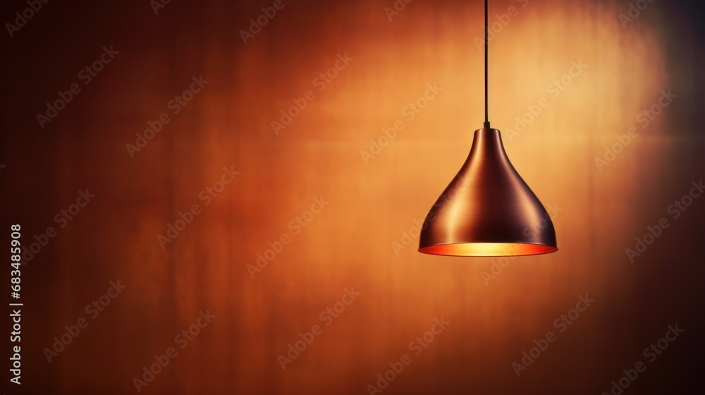  a brown light hanging from a ceiling in front of a brown wall with a brown light on top of it.