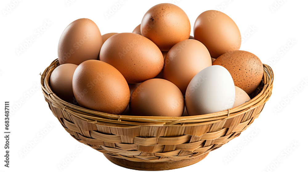 Eggs in Basket. Isolated on Transparent background. Eggs in Basket. Isolated on Transparent background.