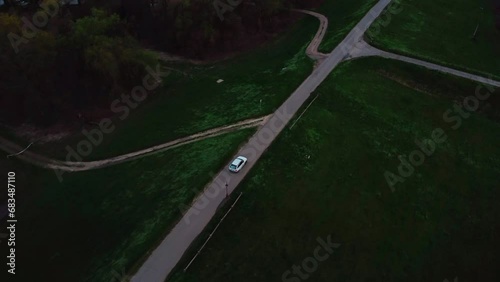 Following a car with a drone aerial video photo