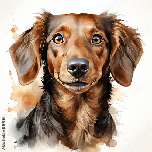 Wallpaper Mural watercolor Dachshund clipart, Generative Ai Torontodigital.ca