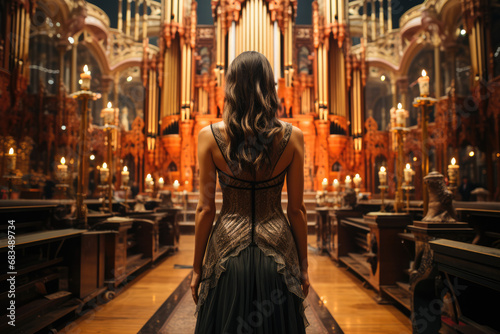 woman in beautiful cathedral