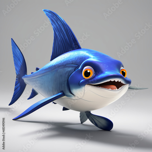 blue fish cartoon