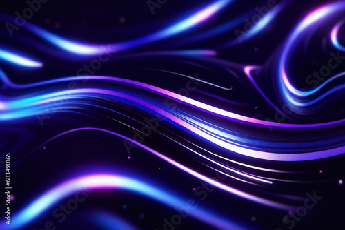 Abstract fluid 3d render holographic iridescent black curved wave in motion background. Gradient design element for banners, backgrounds, wallpapers and covers