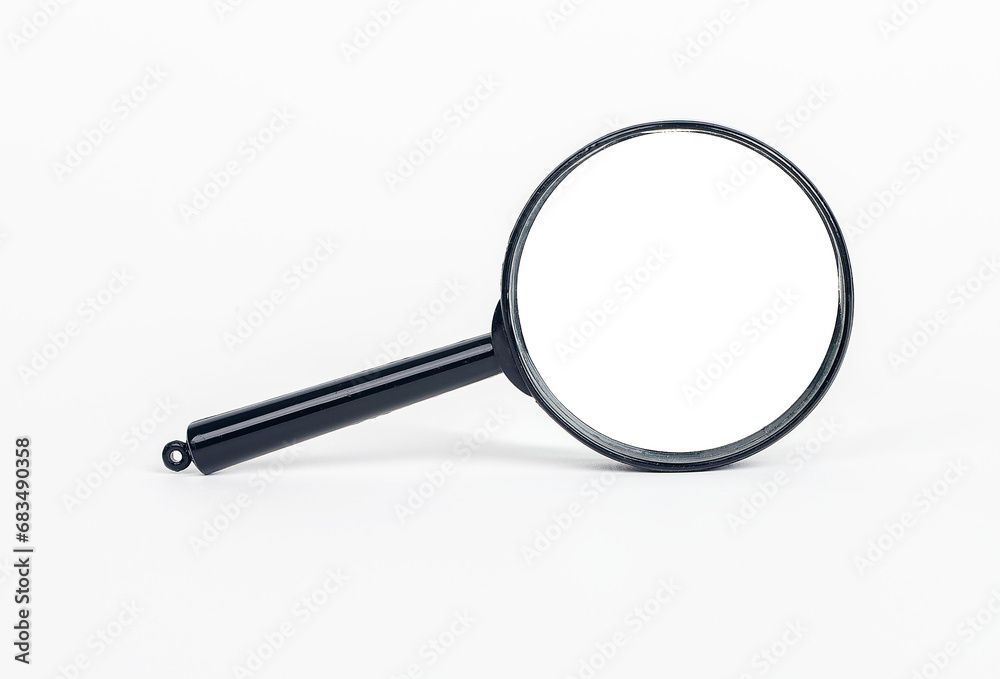 Magnifying glass, lens, loupe. Analysis, scrutiny concept