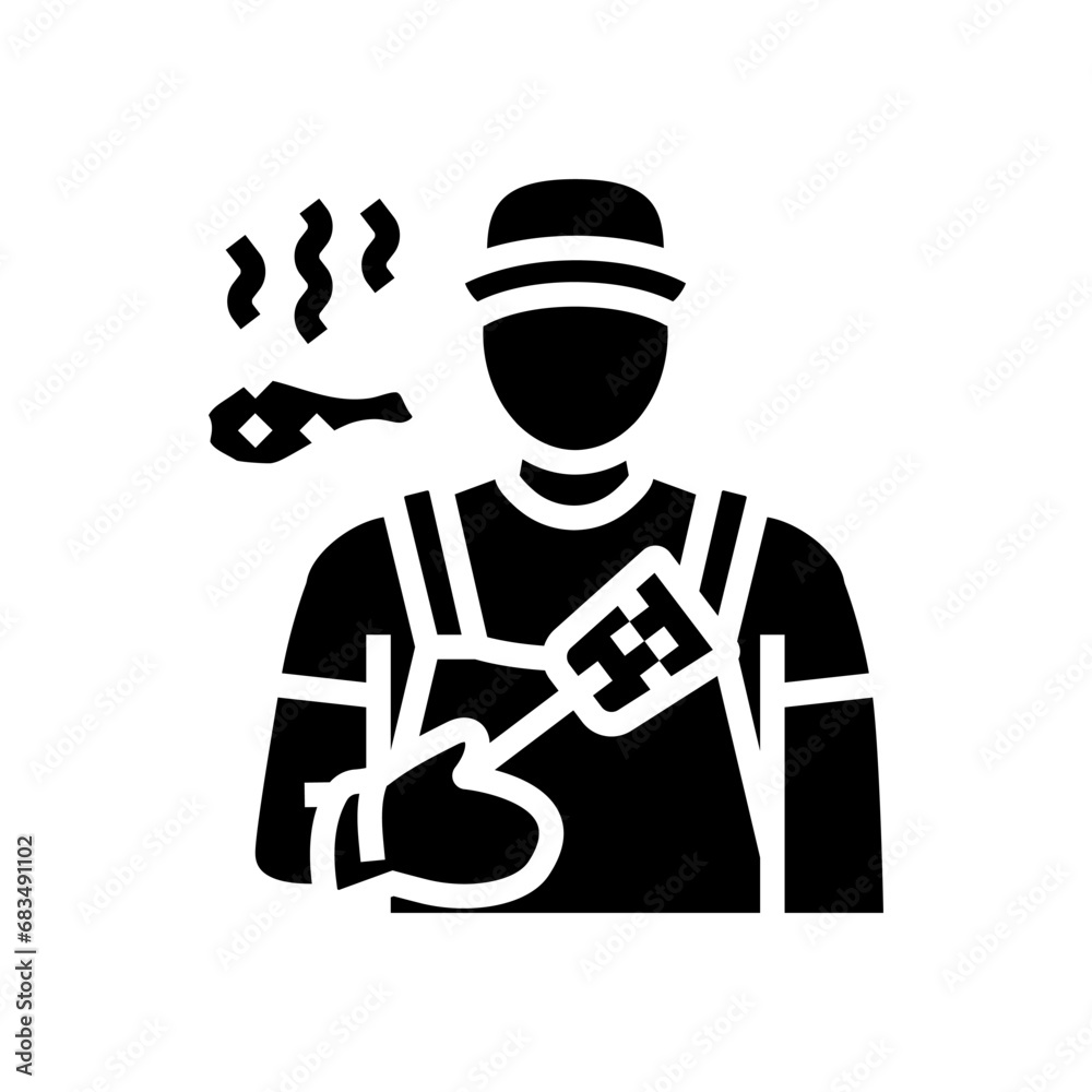 grill master restaurant chef glyph icon vector. grill master restaurant chef sign. isolated symbol illustration