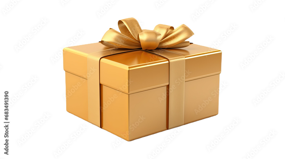 Golden gift box. Isolated on Transparent background. Golden gift box. Isolated on Transparent background.