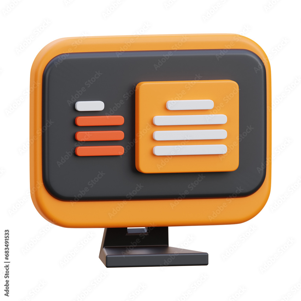 Landing page 3d render illustration icon Landing page 3d render illustration icon