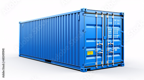 A 3D rendering of an isolated cargo container being filled on a white background.