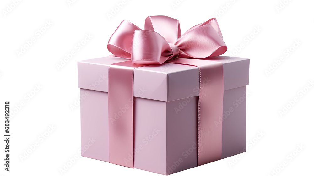 Pink gift box. Isolated on Transparent background.