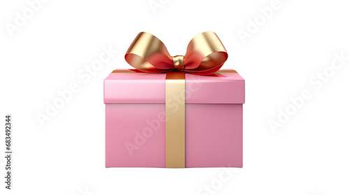 Pink gift box. Isolated on Transparent background.