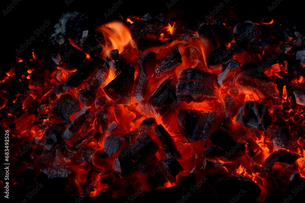 Cooking coals for smoking fish. Cooking coals for smoking fish.