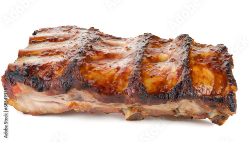 grilled Pork ribs isolated on white background, cutout 