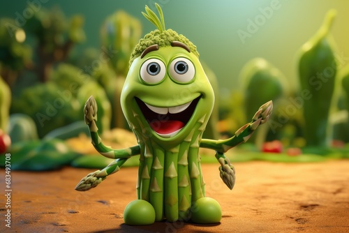 Adorable & Cute Asparagus Playful Vegetable Character Toy Brings Happiness