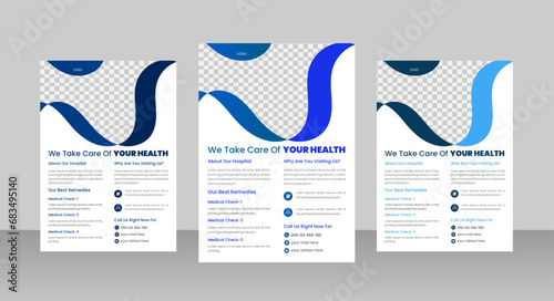 Medical flyer template and Corporate healthcare a4 flyer design template or leaflet.Corporate healthcare and medical cover and back page a4 flyer design template for print. 