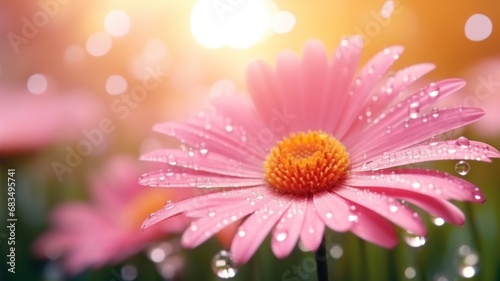 Close up of pink daisy flower and blurry Background