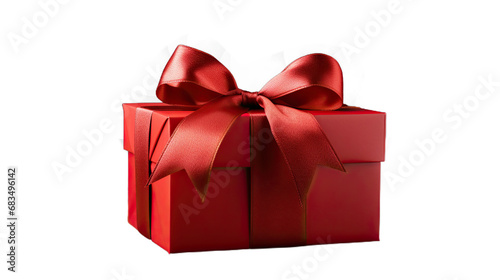 Red gift box. Isolated on Transparent background.