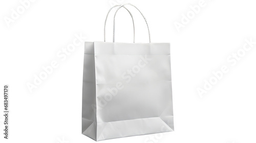 White blank shopping paper bag. Isolated on Transparent background.