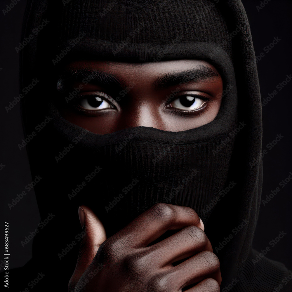 Portrait of a man wearing balaclava on black background. ai generative Portrait of a man wearing balaclava on black background. ai generative