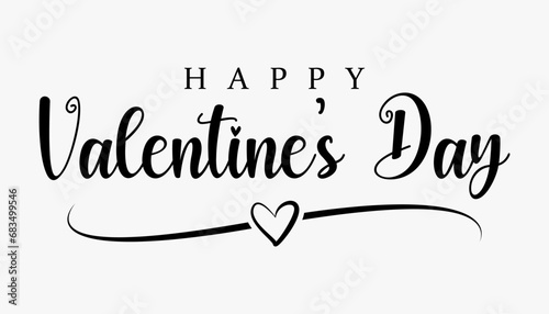 Happy Valentine's day text lettering typography poster background Vector illustration.