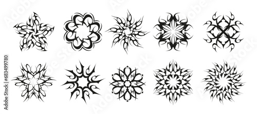 Tribal circles. Celtic spiral motifs, indian maori indian traditional decorative elements, floral swirls and curves. Vector isolated set of ornament celtic spiral illustration photo