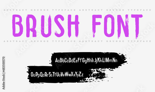 Dry brush lowercase font. Hand drawn rough handwritten letters, brush strokes alphabet. Vector calligraphy typeface for logo design of alphabet font illustration