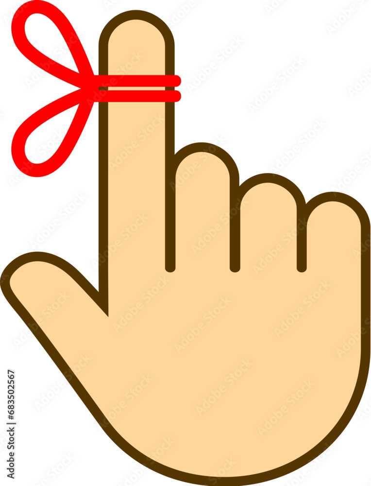 Red string around finger, don't forget concept