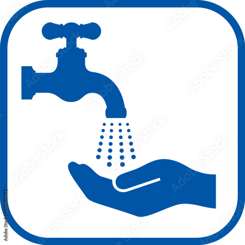 Water tap icon, wash your hands vector sign
